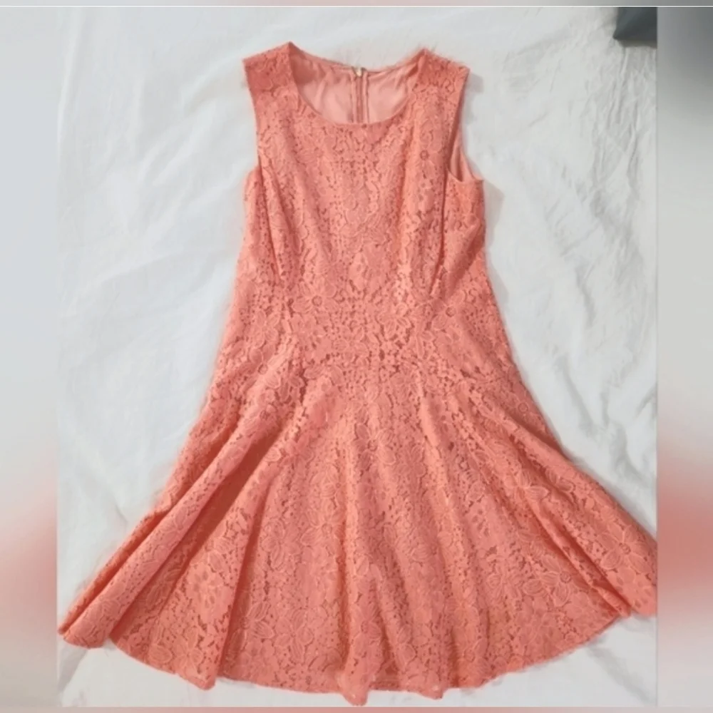 💖 Tommy Hilfiger Coral Lace Fit & Flare Dress 💖